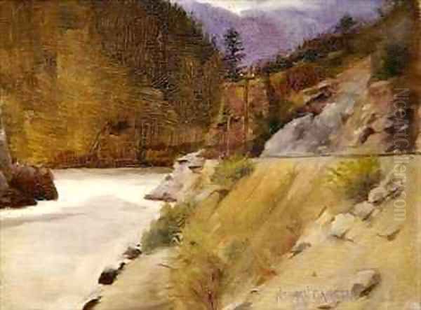 Hell Gate Canyon Fraser River Canada Oil Painting by Norman Garstin