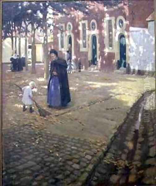 Sunshine in the Beguinage Oil Painting by Norman Garstin