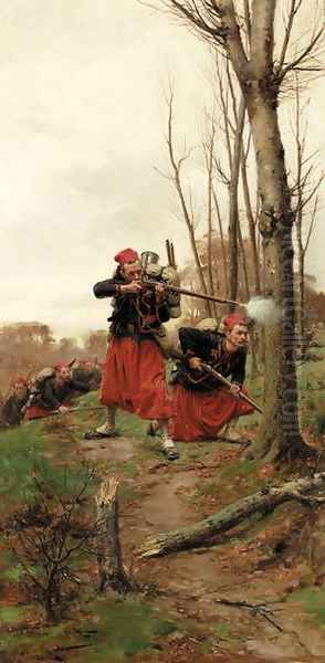 Charging Zouaves Oil Painting by Paul Louis Narcisse Grolleron