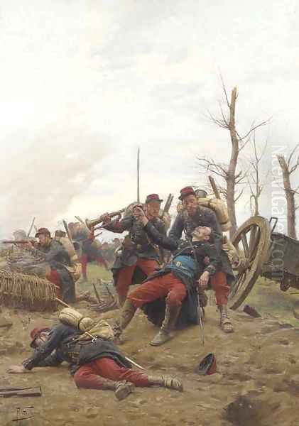 The Fallen Comrade Oil Painting by Paul Louis Narcisse Grolleron