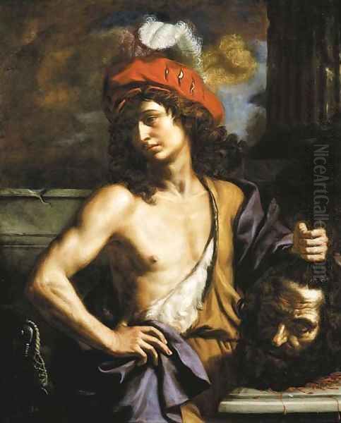 David with the head of Goliath Oil Painting by Benedetto Gennari