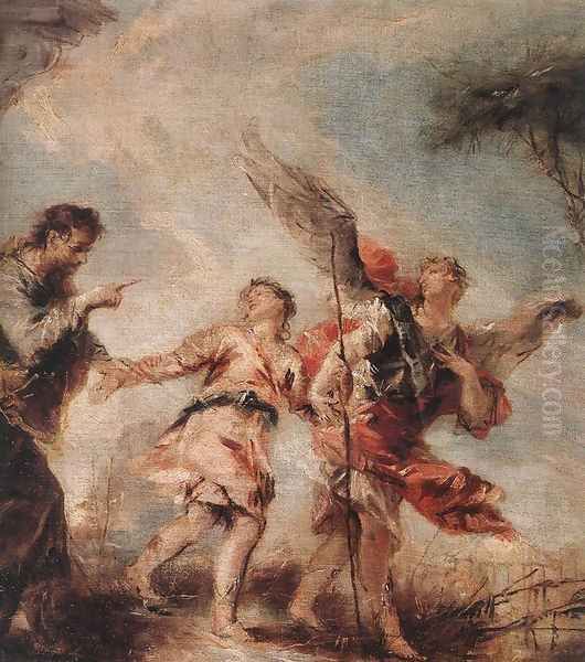 The Departure of Tobias c. 1750 Oil Painting by Giovanni Antonio Guardi