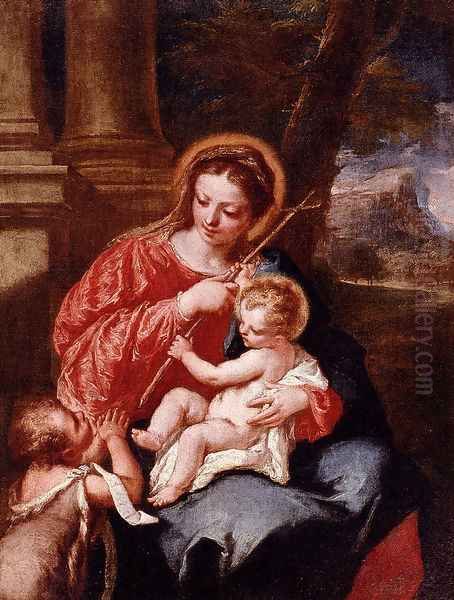 Madonna And Child With Saint John The Baptist Oil Painting by Giovanni Antonio Guardi