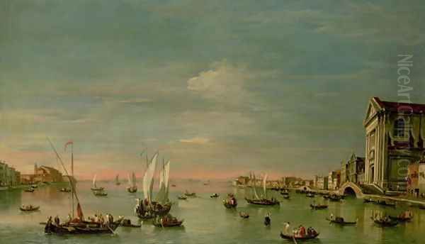 The Canal della Giudecca with the Church of Gesuati Oil Painting by Giovanni Antonio Guardi