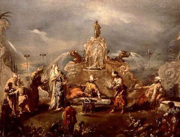 Garden of a Seraglio Oil Painting by Giovanni Antonio Guardi