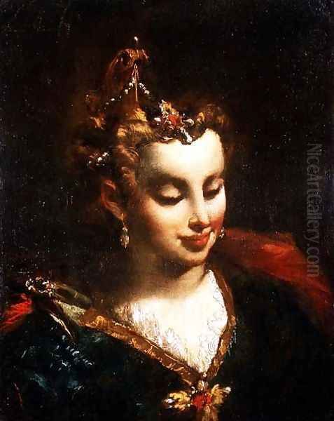 Pharaohs Daughter after Palma Il Giovane Jacopo Negretti Oil Painting by Giovanni Antonio Guardi