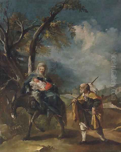 The Flight into Egypt Oil Painting by Giovanni Antonio Guardi