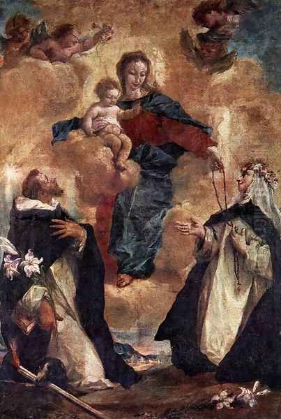 Virgin and Child with Sts Dominic and Rosa of Lima Oil Painting by Giovanni Antonio Guardi