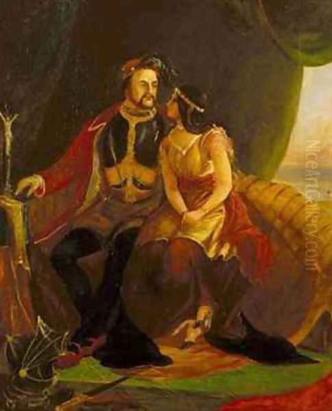 John Rolfe and Pocahontas Oil Painting by James William Glass