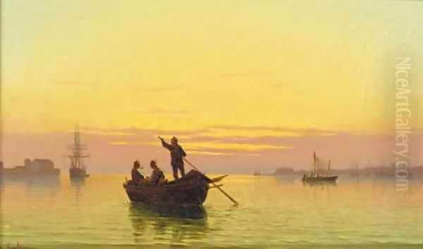 Venetian fishermen returning home Oil Painting by Pietro Galter