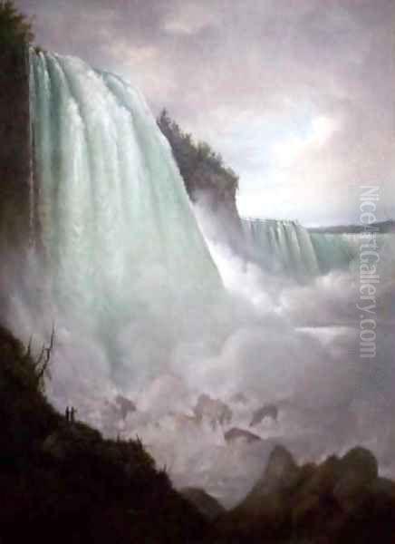 Horseshoe Falls from below the High Bank Oil Painting by Gustavus Grunewald