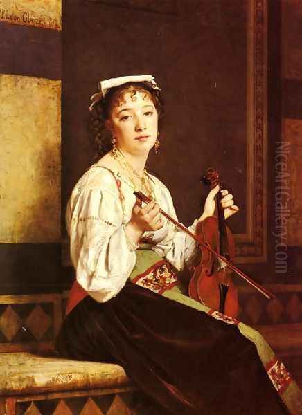 Musicienne Italienne (Italian Musician) Oil Painting by Leon Glaize