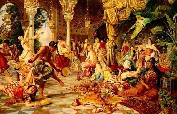 Entertainment In The Harem Oil Painting by Belisario Gioja