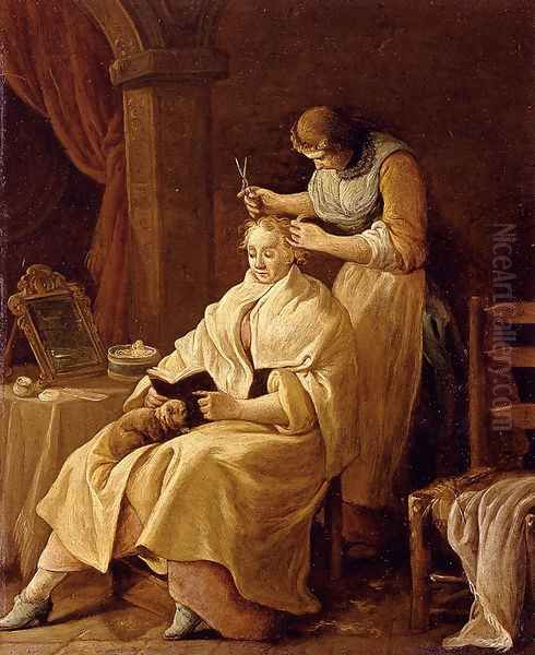 A Lady At Her Toilet Oil Painting by Giuseppe Gambarini