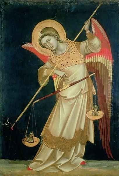 An Angel Weighing a Soul Oil Painting by Ridolfo di Arpo Guariento