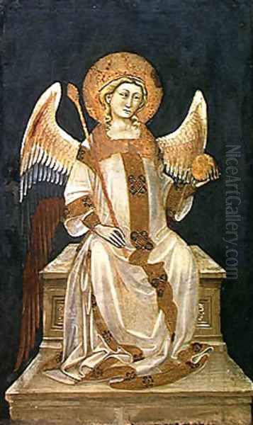 Angel Seated on a Throne the Orb in one hand the Sceptre in the other Oil Painting by Ridolfo di Arpo Guariento