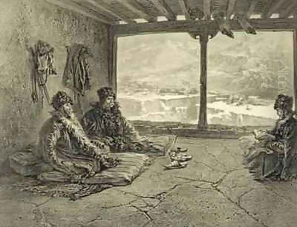 Sharia Lecture at Khosrakh Dagestan Oil Painting by Grigori Grigorevich Gagarin