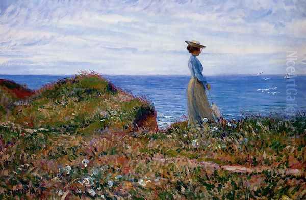 Elegante A La Pointe De Crosnier, Saint-Briac (Bretagne) Oil Painting by Leon Giran-Max