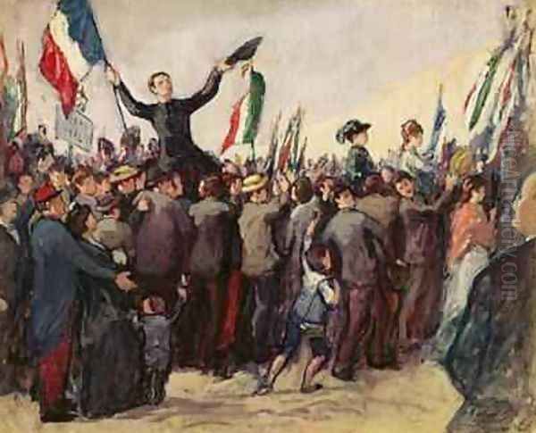 Italian volunteers arriving in Marseilles to enrol in the French army on 4th August 1914 Oil Painting by Leon Giran-Max