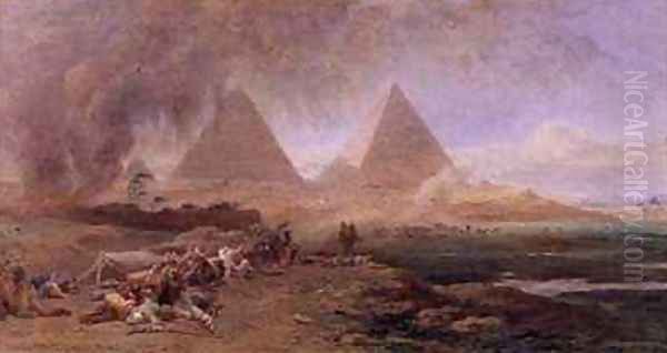 A Caravan Overtaken by a Sandstorm Egypt Oil Painting by Edward Angelo Goodall