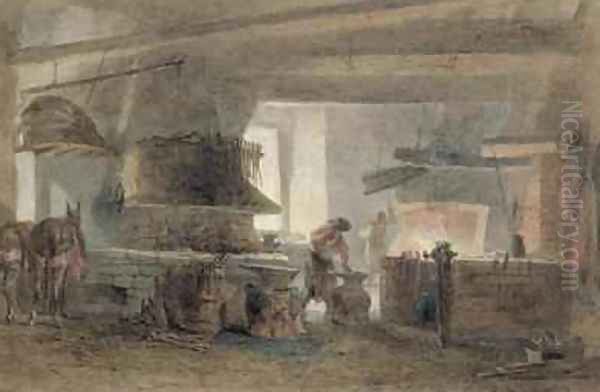 A Smithy at Seville Oil Painting by Edward Angelo Goodall