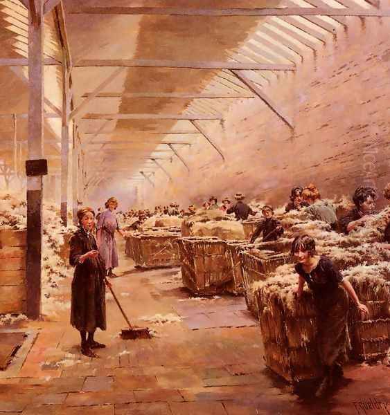 La Grange Des Lainieres (The Wool Shed) Oil Painting by Joseph Ferdinand Gueldry