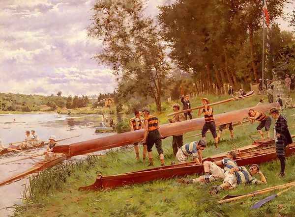 Bords De Marne Oil Painting by Joseph Ferdinand Gueldry