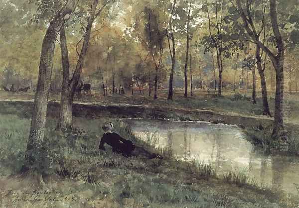 In the Bois de Boulogne, Paris Oil Painting by Anna Gardell-Ericson