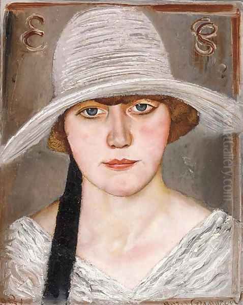 Portrait of a Lady in a Hat Oil Painting by Boris Dmitrievich Grigoriev