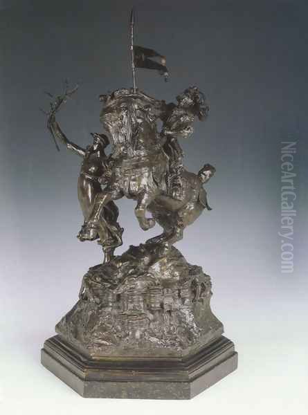 St George and the Dragon, Victory Leading: sketch-model for a proposed War Memorial Oil Painting by Alfred Gilbert