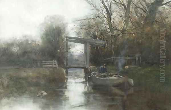 A misty morning in autumn Oil Painting by Charles Paul Gruppe