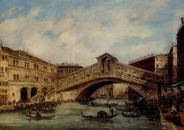 The Rialto Bridge, Venice Oil Painting by Giovanni Grubacs