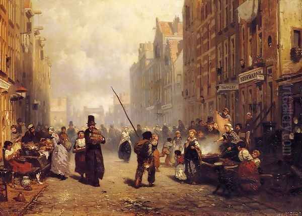 The Jewish Quarter in Amsterdam Oil Painting by Frans Arnold Breuhaus de Groot