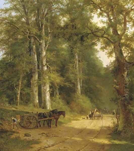 Friendly encounters on a sandy track Oil Painting by Frans Arnold Breuhaus de Groot