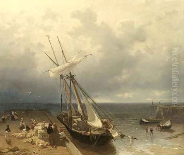 Bringing the merchandise to shore Oil Painting by Frans Arnold Breuhaus de Groot