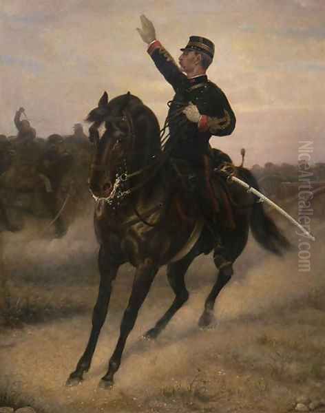 Cavalry Commander Oil Painting by David Eugene Girin