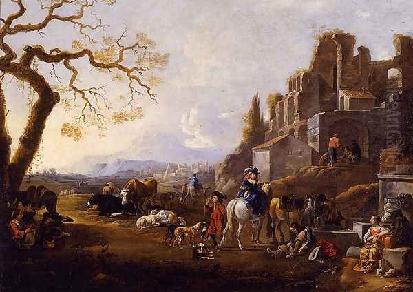 Landscape With Figures Oil Painting by Anthonie Goubau