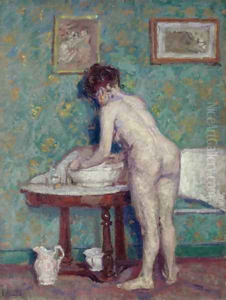 Interior with Nude Oil Painting by Spencer Frederick Gore