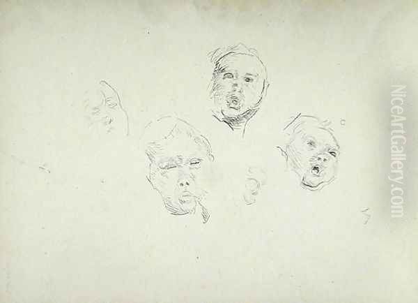 Study of Heads for the Cave of the Golden Calf Oil Painting by Spencer Frederick Gore