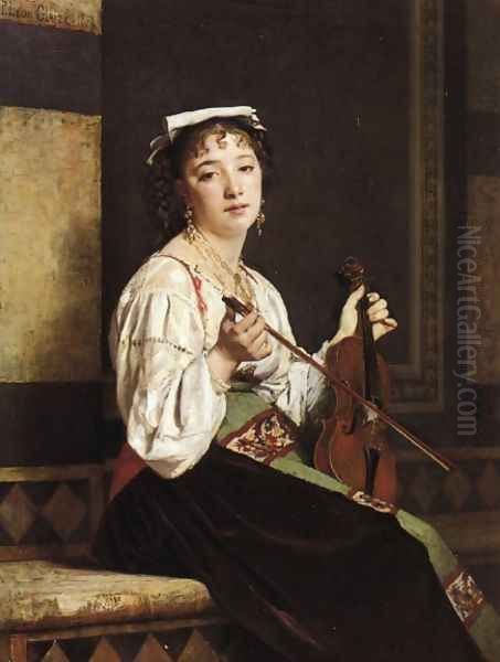 Italian Musician Oil Painting by Pierre Paul Leon Glaize