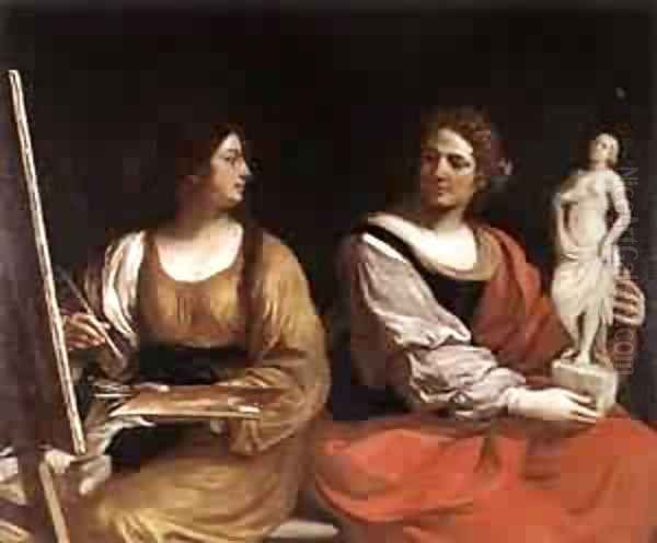 Allegory Of Painting And Sculpture 1637 Oil Painting by Guercino