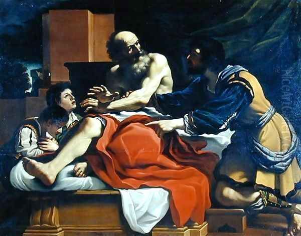 Jacob Ephraim and Manasseh Oil Painting by Guercino