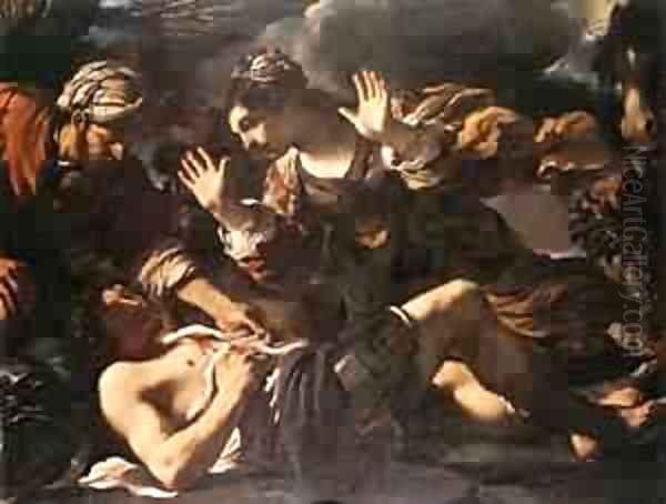 Ermina Finds The Wounded Tancred 1618-19 Oil Painting by Guercino