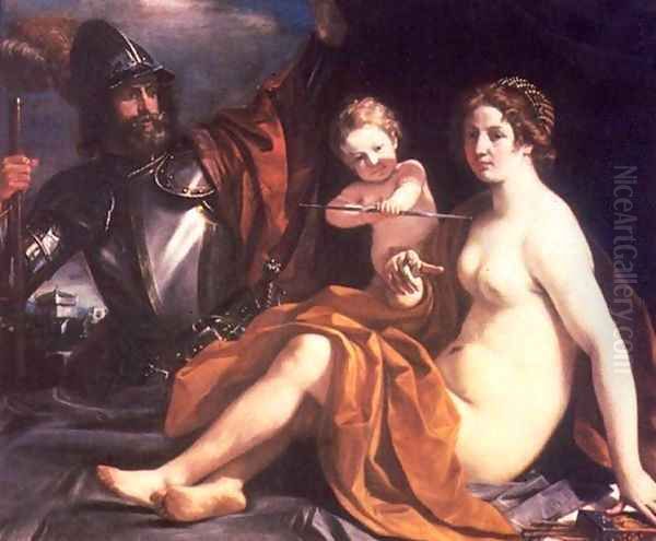 Venus, Mars and Cupid Oil Painting by Guercino