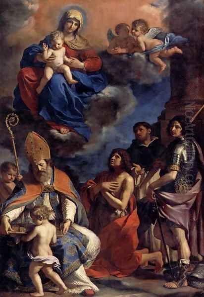 Virgin and Child with Four Saints Oil Painting by Guercino