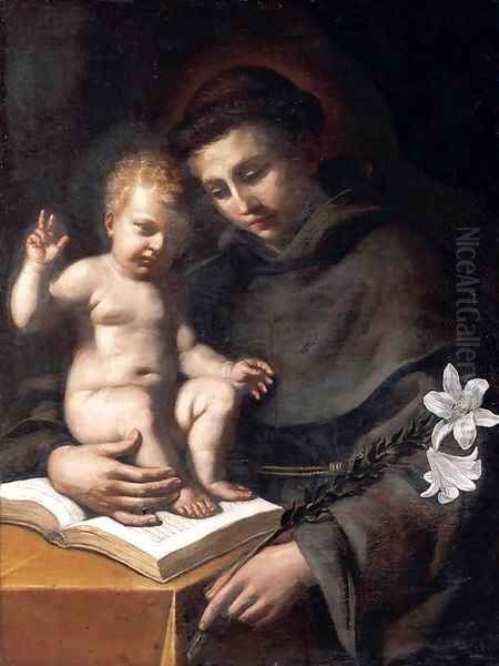 St Anthony of Padua with the Infant Christ Oil Painting by Guercino