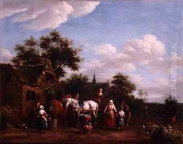 A Farriers Shop Oil Painting by Barend Gael or Gaal