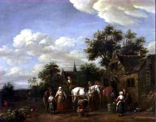 A Farriers Shop 2 Oil Painting by Barend Gael or Gaal