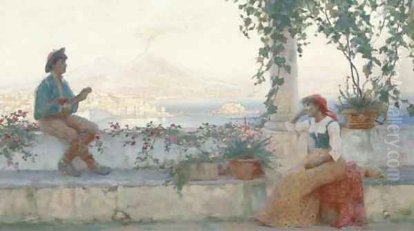 A serenade above the Bay of Naples Oil Painting by Martin Gwilt-Jolley