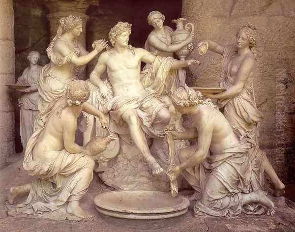 Apollo Tended by the Nymphs Oil Painting by Francois Girardon